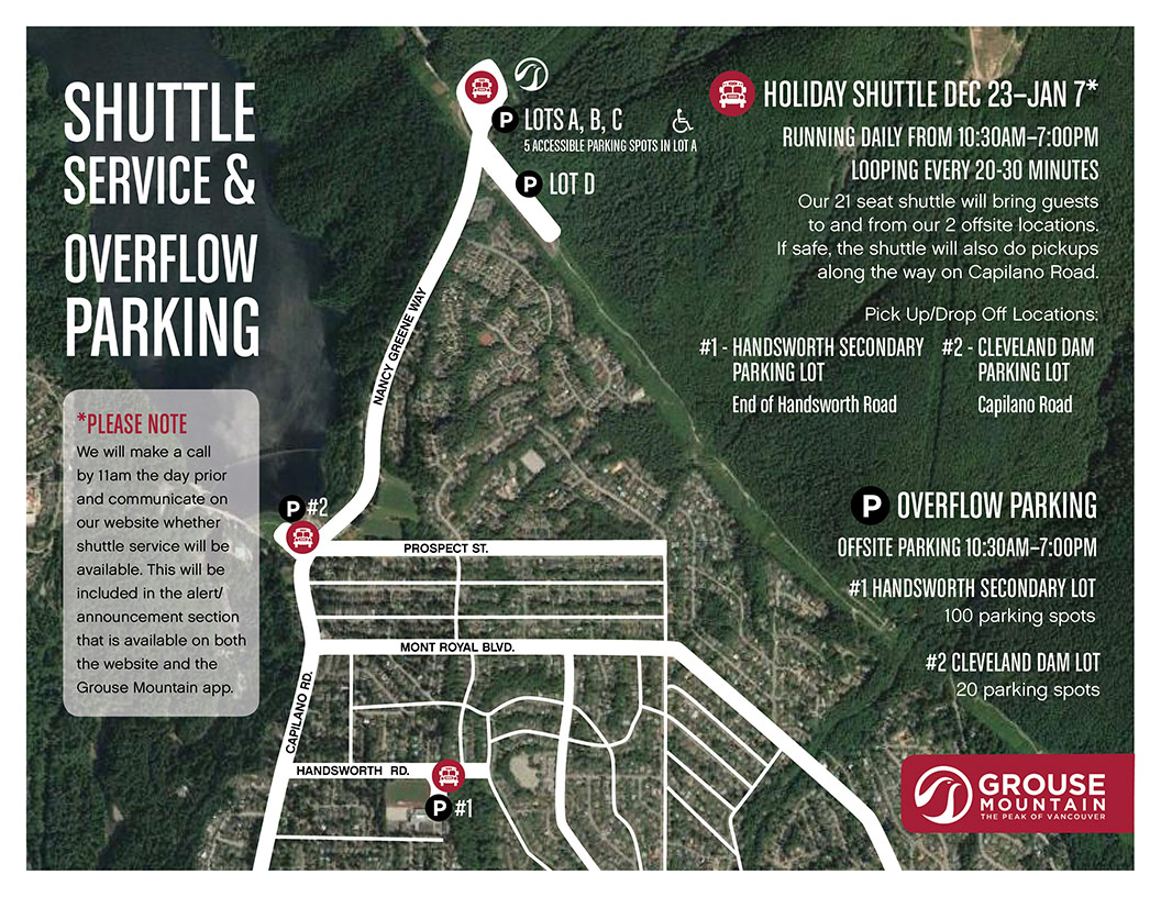 shuttle service and overflow parking map